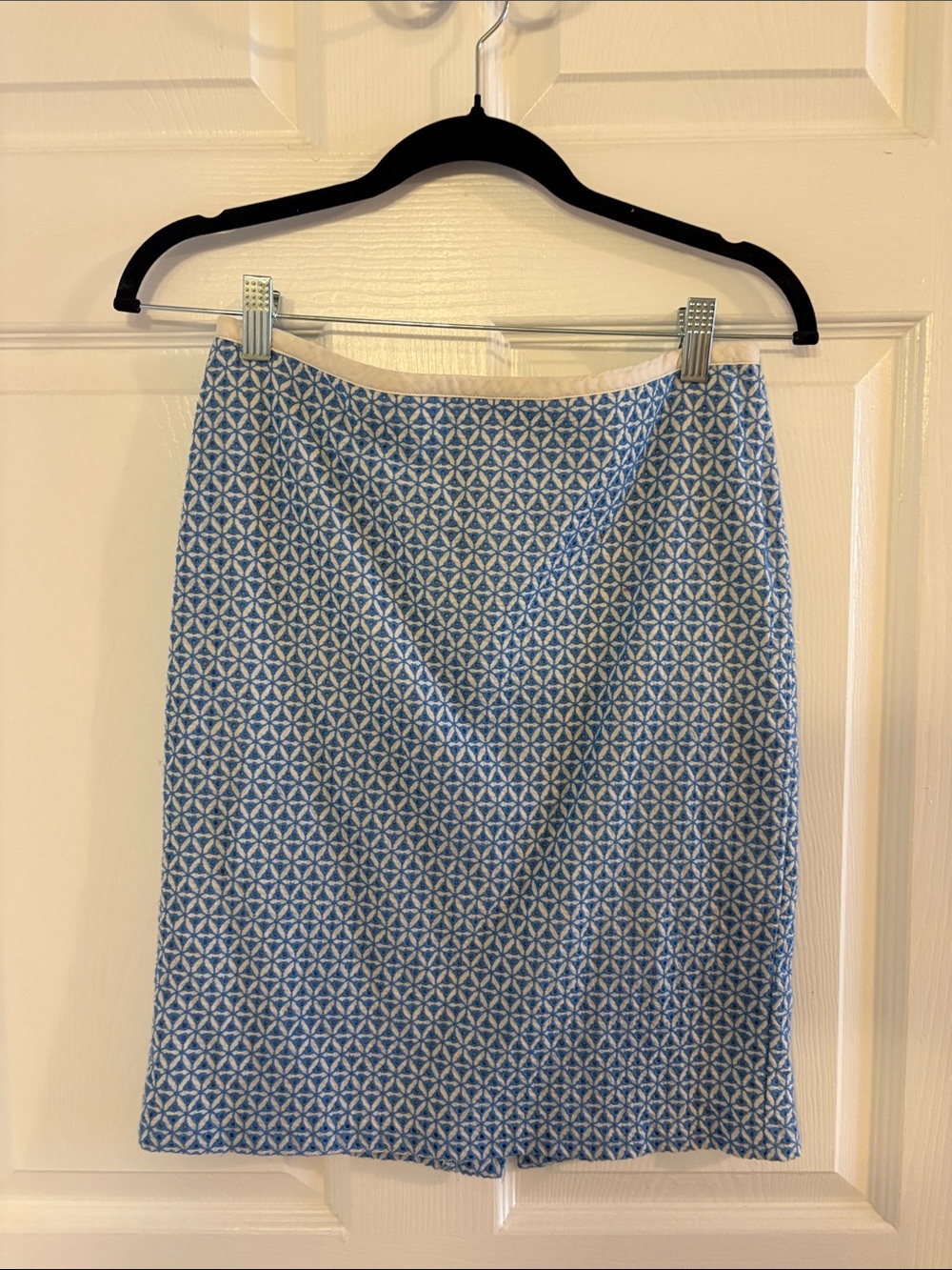 Talbots Blue Geometric Pencil Skirt Office siren